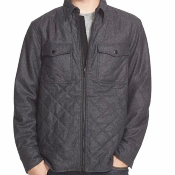 rag & bone Other - Rag & Bone men L quilted shield Bomber jacket grey wool blend academia preppy